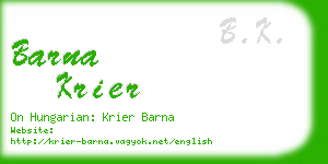 barna krier business card
